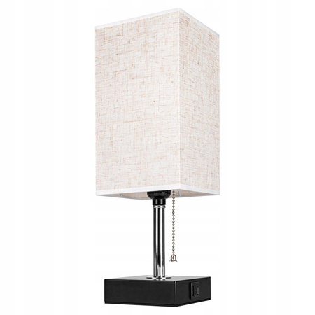 E27 Schule Nachttischlampe USB-A + USB-C Schalter ein/aus schwarz Chrom Boro Masterled