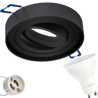 HALOGEN Einbaustrahler Tuba Spot, beweglich GU10 Rund Schwarz 20mm MIDI + LED GU10 6W 3000K LUMILED