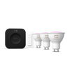 3x LED GU10 Reflektor PAR16 4.2W = 50W 400lm CCT + RGB SMART Smart Bluetooth ZigBee Weiß und Farbe Ambiance + Bridge PRO + Philips HUE Remote Controller