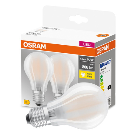 2x LED Lampen E27 A60 7W = 60W 806lm 2700K Warm OSRAM Base Classic A