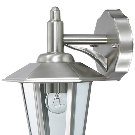 LED Gartenleuchte JUPITER E27 Elevation Wandleuchte Down Lantern Silber Volteno