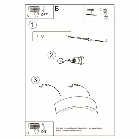 LED-Wandleuchte ATENA E27 Wandleuchte Halbkreisförmig Keramik Schwarz SOLLUX