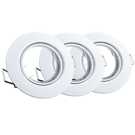 Set aus 3x GOLDLUX (Polux) beweglicher Halogenlampe, rund weiß + GU10 LED Leuchtmittel 3,5W