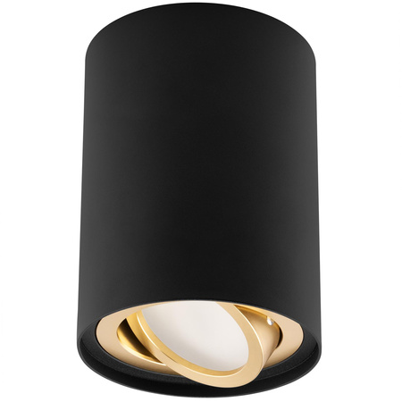 Aufputz HALOGEN Spot Tuba Movable AMAT-M GU10 Rund Schwarz-Gold 84mm LUMILED