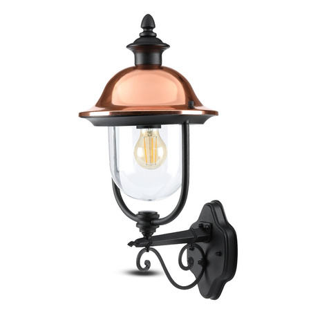 Gartenfassadenleuchte E27 Wandleuchte Transparent Mattschwarz Schirm VT-853 V-TAC