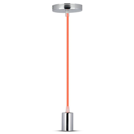 Pendelleuchte E27 Chrom Schirm mit orange Kabel VT-7338 V-TAC