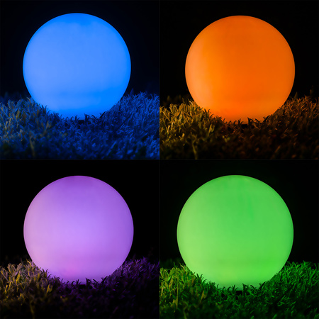 LED ATRIS Solar Gartenlampe angetrieben oberirdisch weiße Kugel 25cm RGB LUMILED