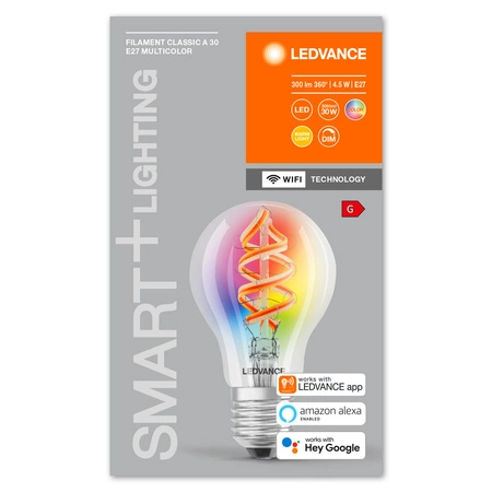 E27 A60 LED Lampen 4,5W = 30W 2700K Warm RGB 300lm 300° LEDVANCE SMART+ WIFI Filament Dimmbar
