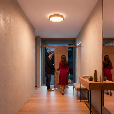 Plafond LED-Deckenleuchte WOODY 18W 4000K Rund IP44 27cm LUMILED