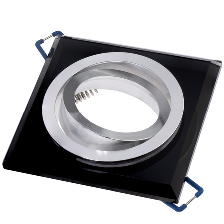 HALOGEN Einbaustrahler, beweglich Quadrat Glas Schwarz ARIAN + GU10 LED 6W 4000K LUMILED
