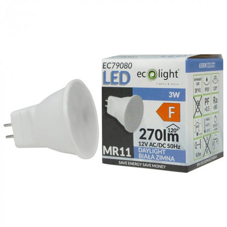 LED-Reflektor-Lampe MR11 3W 270lm 6500K Kalt 12V Ecolight