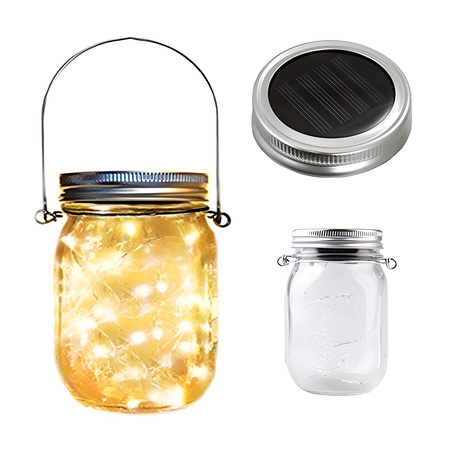 LED-Solar-Hängegartenlampe LATERNE JAR 3000K Glas GOLDLUX (Polux)