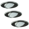 3x SUN OLAL GOLDLUX (Polux) bewegliche Deckeneinbauleuchte, schwarzes Aluminium + GU10 3,5W LED Lampen