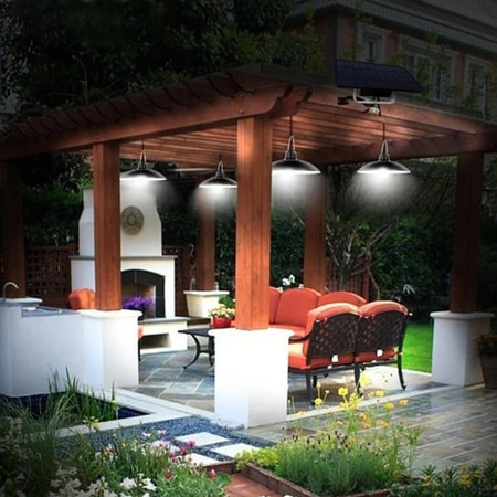 2x HELIA Solar LED Kronleuchter Garten Pendel Decke Sensor Pilot Panel LUMILED