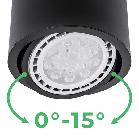 Halogen-Aufbauleuchte GU10, AR111 Aufbauspot 100mm beweglich Runde Tube Schwarz TELES LUMILED