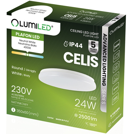 LED-Deckenleuchte Aufbaumontage 24W 4000K CELIS Rund IP44 ALS LUMILED