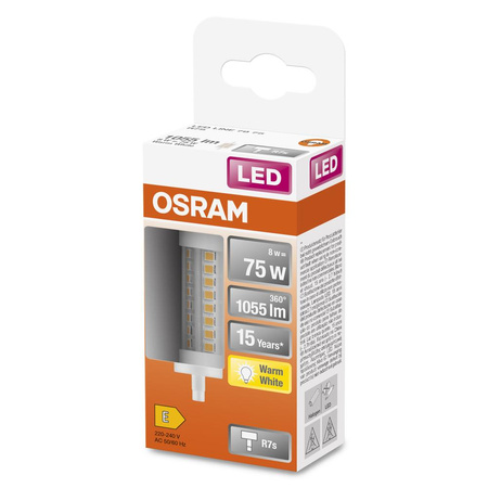 LED Leuchtmittel R7s 78mm 8,2W = 75W 1055lm 2700K Warm 300° OSRAM STAR