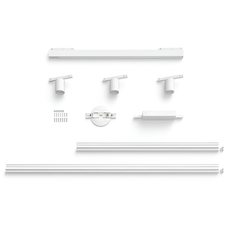 Perifo Lighting Rail Kit 1.5m + 3x Reflektor + LED Licht 44.6W CCT RGB Philips HUE Bluetooth Weiß