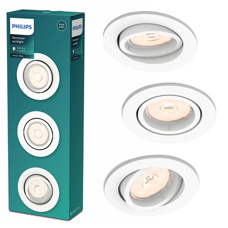 3x Halogen-Steckleuchte ENNEPER GU10 rund beweglich weiß PHILIPS