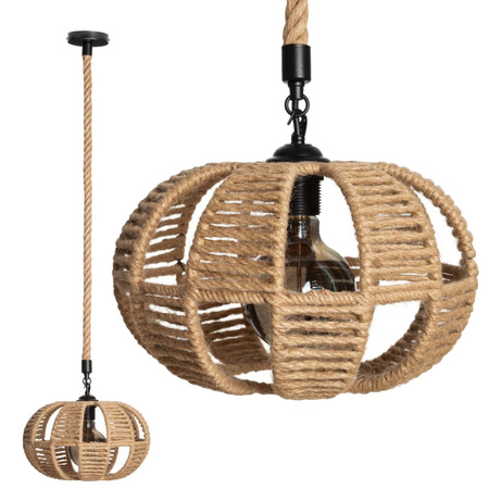 BOHO geflochtene Jute Ellipse Pendelleuchte für LED E27 PIPE