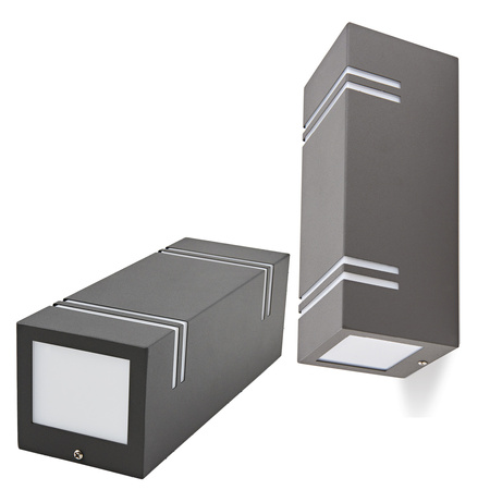 Gartenfassadenleuchte Wandleuchte Up and Down LED QUAZAR 7 GU10 IP44 GRAU KOBI