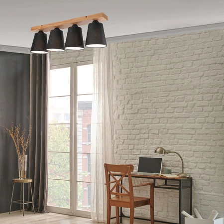 LULA Deckenleuchte 4xE27 Schwarz Eiche LM-4.200 Lamkur