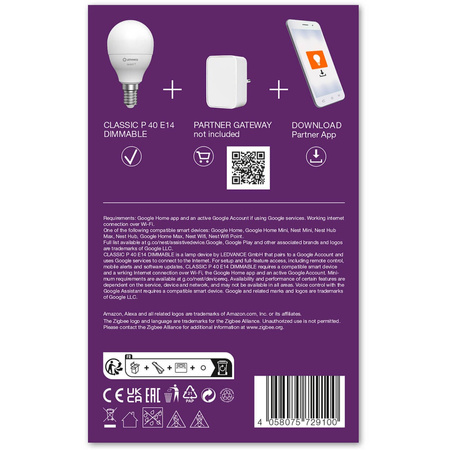 LED Lampe E14 P45 4.9W 470lm 2700K Warm LEDVANCE SMART+ ZigBee Dimmbar