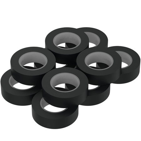 Set mit 10 starken PVC-Isolierbändern wasserdicht 19 mm x 0,13 mm schwarz 20 m