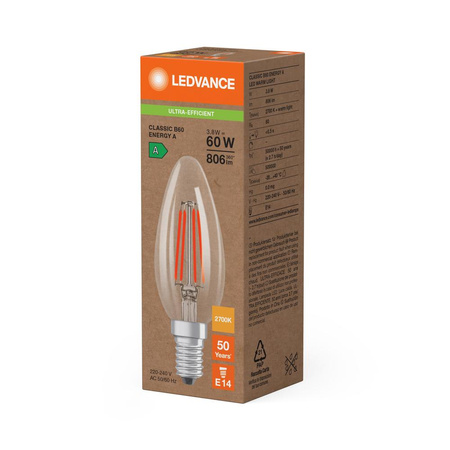 LED-Kerzenbirne E14 B35 3.8W = 60W 806lm 2700K Warm 320° Ledvance