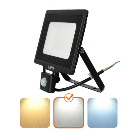 LED-Flutlicht 50W 4000lm 4000K IP44 Schwarz mit Bewegungssensor LED2B KOBI MHC