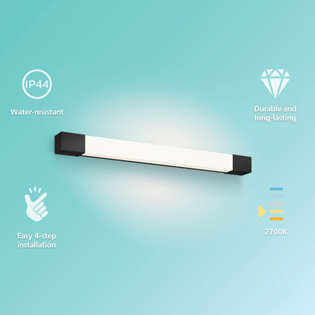 LED Spiegelbeleuchtung 10W 1500lm 2700K 62cm IP44 Schwarz Rover Philips