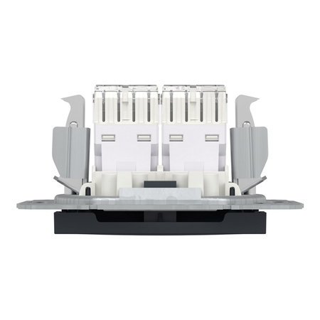 Doppelte Computersteckdose 2x RJ45 Cat. 6 UTP ohne Rahmen Asfora IP20 Anthrazit