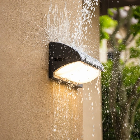 Gartenlampe E27 DRACO Black Elevation Wandlampe mit Bewegungs- und Dämmerungssensor