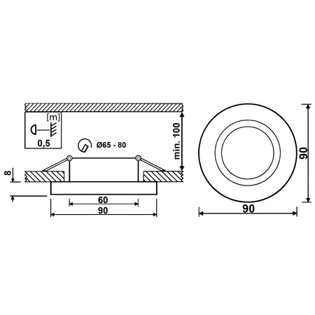 Glas-Einbaustrahler GU10, MR16 Einbauspot HALOGEN Runde beweglich ARIAN LUMILED