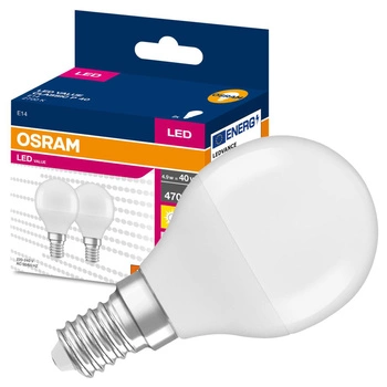 2x LED Lampe E14 P45 4,9W = 40W 470lm 2700K Wärme 200° OSRAM VALUE