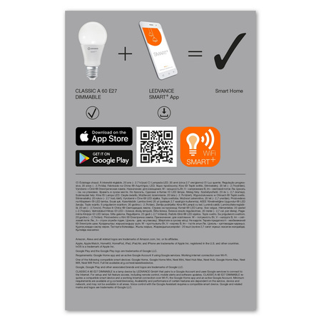 3x LED Lampen E27 A60 9W 806lm 2700K Warm SMART+ WiFi Dimmbar Classic LEDVANCE