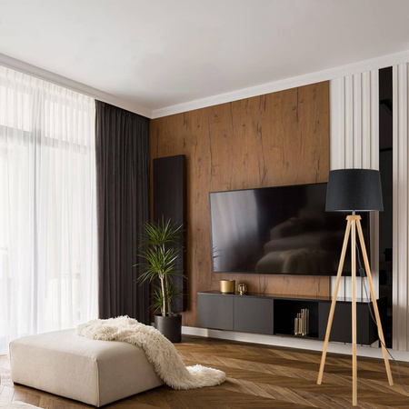 Stehlampe Tischlampe E27, Tripod mit Schirm Schwarz Höhenverstellbar CLARA LUMILED