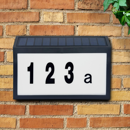 Solar LED Fassade Beleuchtete Hausnummer Wandlampe 6000K IP44