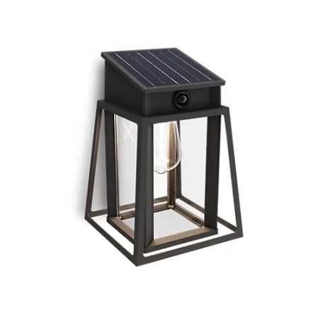 Garten-Wandleuchte Solar LED-Fassadenleuchte 3.2W 470lm 4000K IP44 mit Bewegungs- und Dämmerungssensor Schwarz Lysin Ultra Efficient Philips