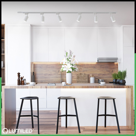 1-Phasen Stromschiene Aluminium, Schiene für Schieneinstrahler 100cm Weiß LUMILED