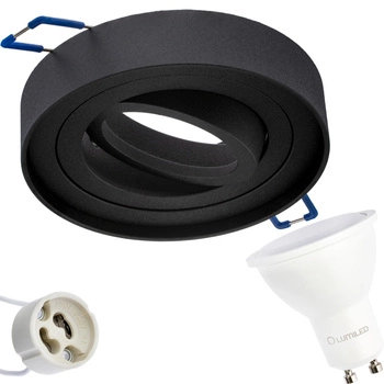 HALOGEN Einbaustrahler Tuba Spot, beweglich GU10 Rund Schwarz 20mm MIDI + LED GU10 10W 3000K LUMILED