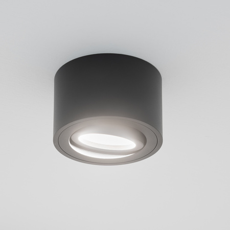 Halogen-Aufbauleuchte, Aufbauspot 50mm Runde Tube Schwarz AMAT-S+LED-Einsatz 7W 3000K LUMILED