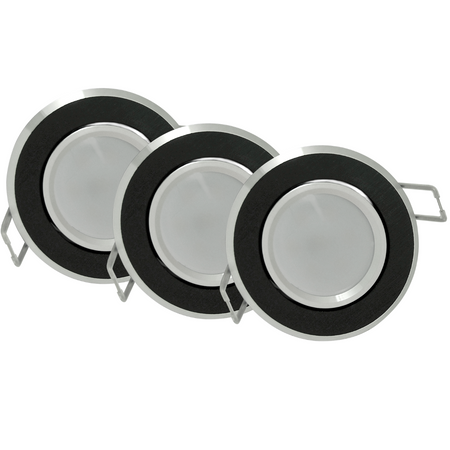 3x SUN OLAL GOLDLUX (Polux) bewegliche Deckeneinbauleuchte, schwarzes Aluminium + GU10 3,5W LED Lampen