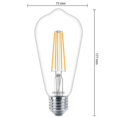 Edison E27 ST64 LED Lampen 4,3 W = 40 W, 470 lm, 2700 K, warmes Filament PHILIPS