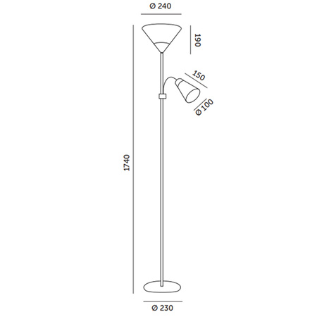 Stehleuchte Stehend 2 Punkt E27 E14 Schwarz Milch Kobi