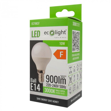 LED-Glühbirne P45 E14 10W 900lm 3000K Warm Ecolight