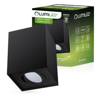 Halogen-Aufbauleuchte GU10, Aufbauspot 115mm beweglich Quadrat Tube Schwarz AMAT-L LUMILED