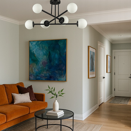 Kronleuchter Decke Pendelleuchte Dekorativ 6x E27 Schwarz 74cm Bali Masterled