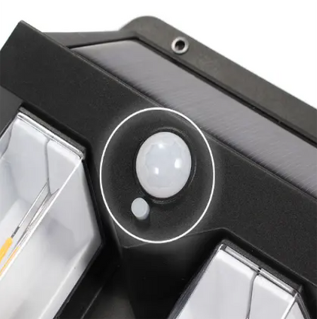 Solar LED Wandleuchte Solar-Fassadenstrahler Dämmerungssensor Schwarz