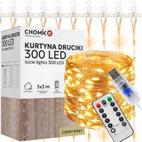 Lichtvorhang Weihnachtsbeleuchtung Draht 300LED Warm + Kalt Weiß 3+3m